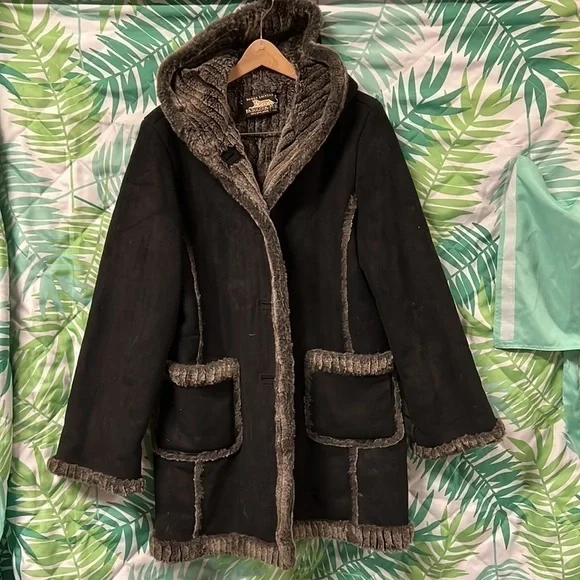 Donna Salyers' Fabulous-Furs Faux Suede & Faux Fur Trimmed Hooded - Picture 3 of 12